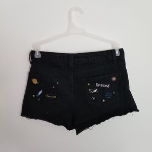 🌌NWT: Black Denim Space Shorts - US Size 6